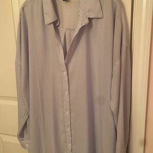Forever 21 Light Blue Striped Button Down Shirt
